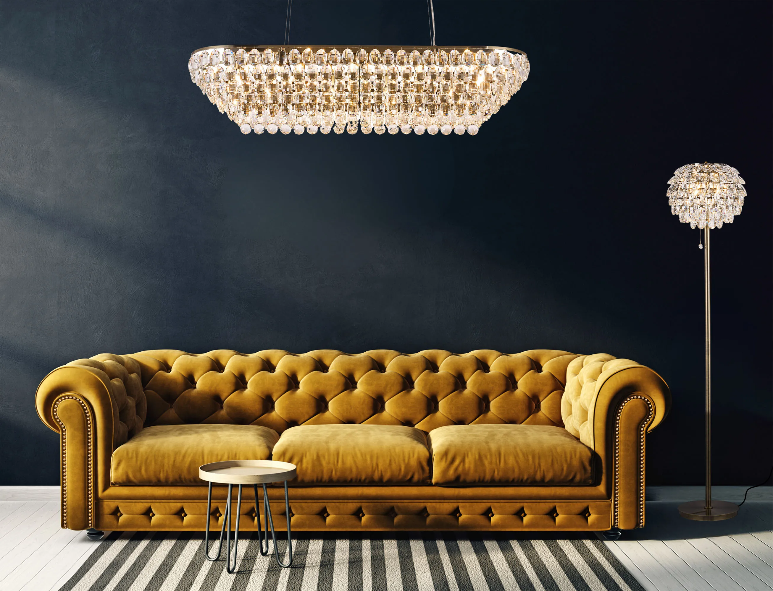 Coniston Antique Brass Crystal Ceiling Lights Diyas Linear Crystal Fittings